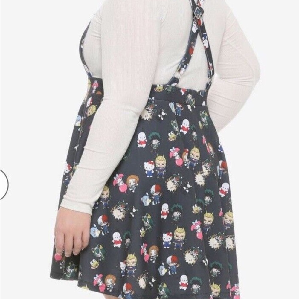Sanrio Hello Kitty My Hero Academia Black Hot Topic Skirt W Suspenders plus 3